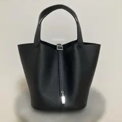 新品 本革キューブバッグ MM22黒×シルバー金具