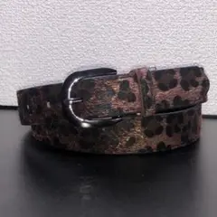 ベルト レオパード ブラウン 全長100cm 幅2.8cm ヒョウ柄 豹柄 毛