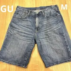GU デニムショートパンツ インディゴブルー メンズ Mサイズ