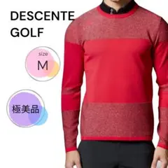 極美品　DESCENTE GOLF ニットセーター　ドライ　ラボパターン M 赤