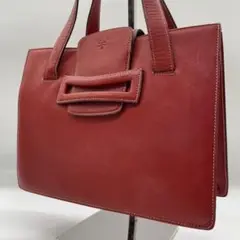 プラダ サフィアーノレザー ハンドバッグ ロゴ型押し フラップ レッド 赤