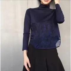 マメ mame レース ハイネック トップス 刺繍