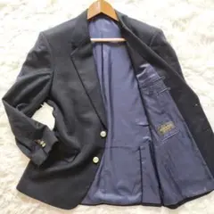 【良品】テーラードジャケット カシミヤ100% 総裏 金ボタン 刻印ボタン