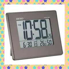 セイコー クロック 目覚まし時計 電波時計 デジタル 黒 メタリック