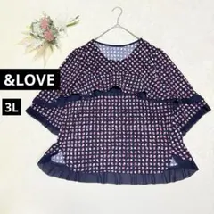 アンドラブ &love 【3L】 半袖カットソー 大きいサイズ 総柄 フリル