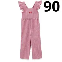 しまむら　ミコリッド annaコラボ 90サイズ ギンガムチェック サロペット