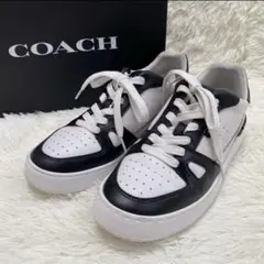 良品✨COACH クリップ コート スニーカー オプティック ホワイト/ブラック