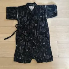 [美品]くろわっさんすベベ 　甚平(黒色花火柄)　95㎝