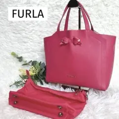 美品　フルラ　トートバッグ　ハンドバッグ　レザー　ピンク　ユッカ　ポーチ付 美品 フルラ トートバッグ ハンドバッグ レザー ピンク ユッカ
