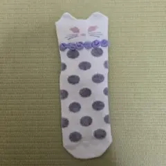 アナスイミニ ねこ 白 靴下 ソックス 片方のみ 20-22cm