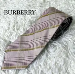 バーバリーロンドン　ネクタイ　チェック柄　ピンク　高級シルク　Burberry