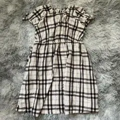 美品✨【apreslescours】チェック柄ゴム入り半袖ワンピース (140)