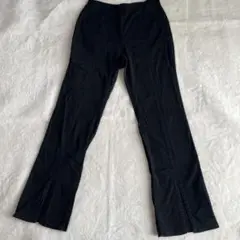 GU ハイウエスト　デニム　フレア　フロントスリット　ブラック　L ストレッチ