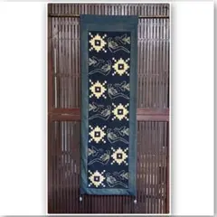 【ハンドメイド中古品】絵絣　タペストリー　重り付き　縦長　古布　和布　藍染