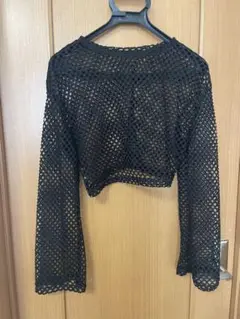 SHEIN メッシュ クロップド長袖トップス