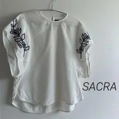 SACRA TOKYO トップス　半袖　カットソー　袖刺繍ブラウス　日本製