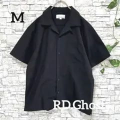【RD.Ghost】シンプル ブラック オープンカラー シャツ（半袖）M