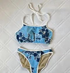 【最終値下】ハイビスカス柄　ブルー　水着・ビキニ