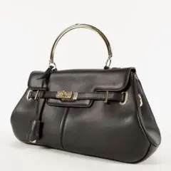【極美品✨】ワコウ　ハンドバッグ　ゴールド金具　レザー　ブラック　フォーマル