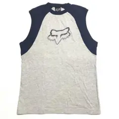 美品 ペルー製 FOX フォックス ノースリーブ シャツ M グレー Tシャツ