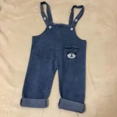 デニムオーバーオール クマポケット付き 約95cm