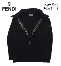 OLD FENDI オールドフェンディ ニットポロシャツ ロゴ ハーフジップ