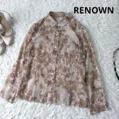 RENOWN　ジャガードシアー花柄シャツ　透け感　重ね着