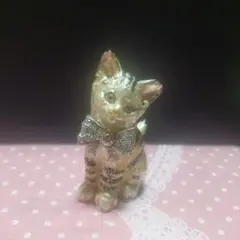 猫の置物&小物入れ☆クリスタル装飾付き。