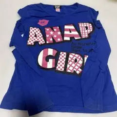 ANAP GIRL フリル付き青長袖カットソー XS