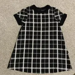 黒と白のチェック柄 半袖ワンピース
