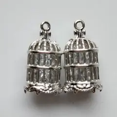 鳥かご　ジルコニア入り　チャーム アクセサリーパーツハンドメイド