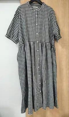未使用品✨Samansa Mos2 スタンドカラー ワンピース ギンガムチェック