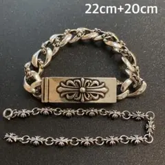 【2本セット】ブレスレット　クロス　フローラル　バングル　ヴィンテージ　22cm