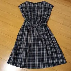 any SiS ネイビー チェック柄 半袖ワンピース