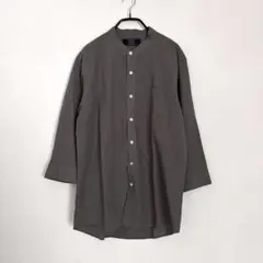 PRATO メンズ スタンドカラーシャツグレー 七分袖 M オシャレ