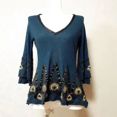 ジャストカヴァリ シルク&カシミヤ 7万円 ビジュー ニット