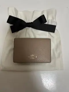 COACH ベージュ レザー 名刺入れ 保存袋付き