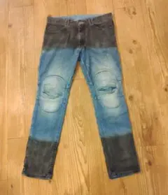 【アレキサンダーリーチャン】デニムパンツ リメイク 異素材 ジーンズ アレキサンダーリーチャン】デニムパンツ リメイク 異素材