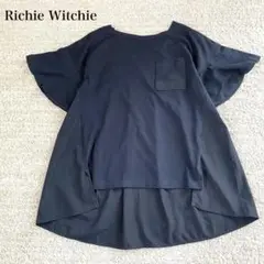 リッチーウィッチー 半袖Tシャツ ネイビー 異素材 コットン混 オーバーサイズ