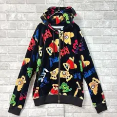 ジョイリッチ ユニセックス ジップアップパーカー M 美品 カラフル くまさん