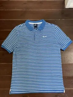 Nike 青白ストライプ ポロシャツ Mサイズ
