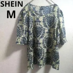 SHEIN【M】 半袖シャツ 柄物 総柄 シーイン ベージュ 薄手 春夏