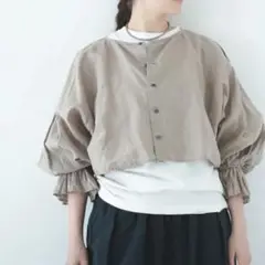 ネストローブ　UpcycleLino キャンディスリーブ2wayボレロブラウス