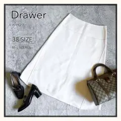 美品【Drawer】ドゥロワー ソフトメルトン ウール フレアスカート 白 M