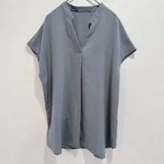 ジーユー　GU グレー　 （L）　ドレープスキッパーシャツ 半袖シャツ