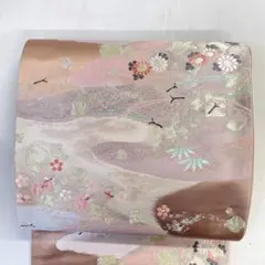 未着用　袋帯　色紙　菊花　松竹梅　ピンクカラー　金糸　着物　042t