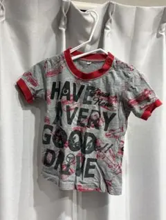 車プリント Tシャツ グレー 赤