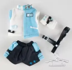ねんどろいど服　オビツ11服　ドール服　トップスパンツベルトセット　水色