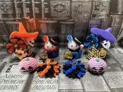 No.886 ハロウィン ちりめん細工 オレンジとブルー