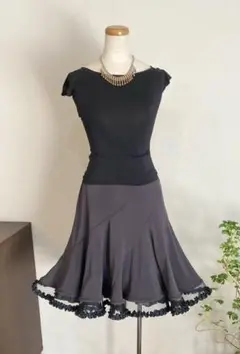 社交ダンス チャコット ロイヤルダンス ラテンスカート 黒